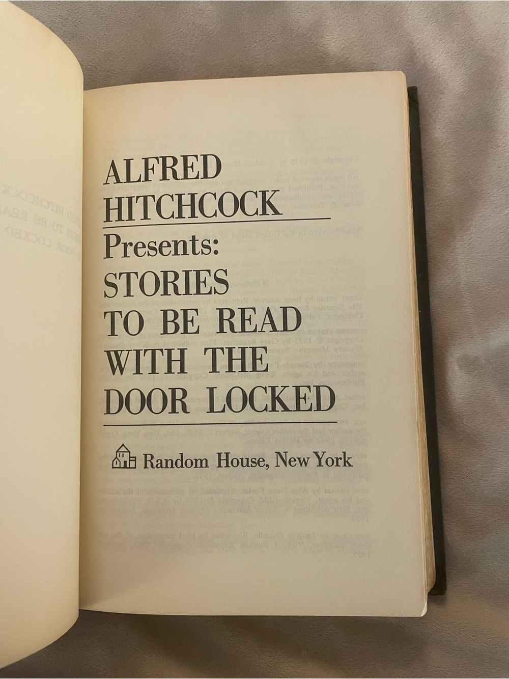 Vintage Alfred Hitchcock Stories to Be Read With the Door Locked Hardcover 1975